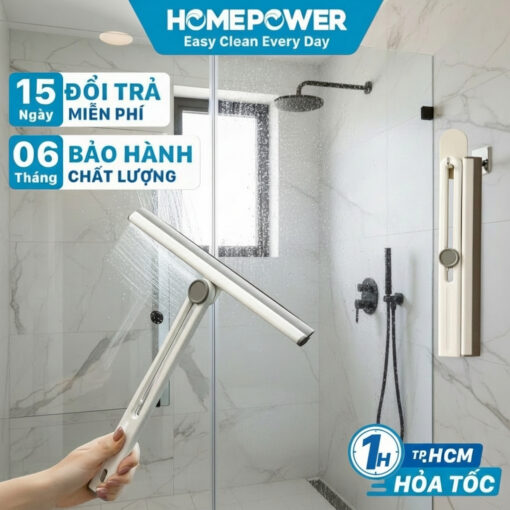 Cây Gạt Kính Cầm Tay Gấp Gọn Homepower HP-01, Đầu Xoay 180°, Gạt Nước Bàn Bếp, Phòng Tắm