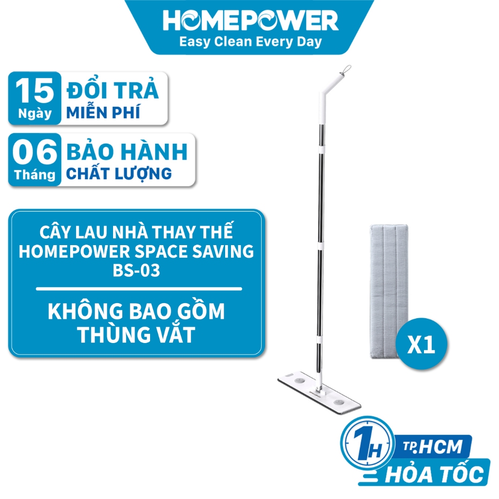 Cây Lau Nhà Thay Thế Cho Bộ Lau Nhà Homepower Space Saving BS-03 - Kèm 1 Bông Lau