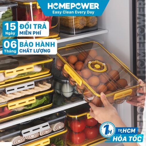 Hộp đựng trứng, bảo quản trứng tủ lạnh Homepower - Có vòng ghi chú thời gian bảo quản tiện lợi