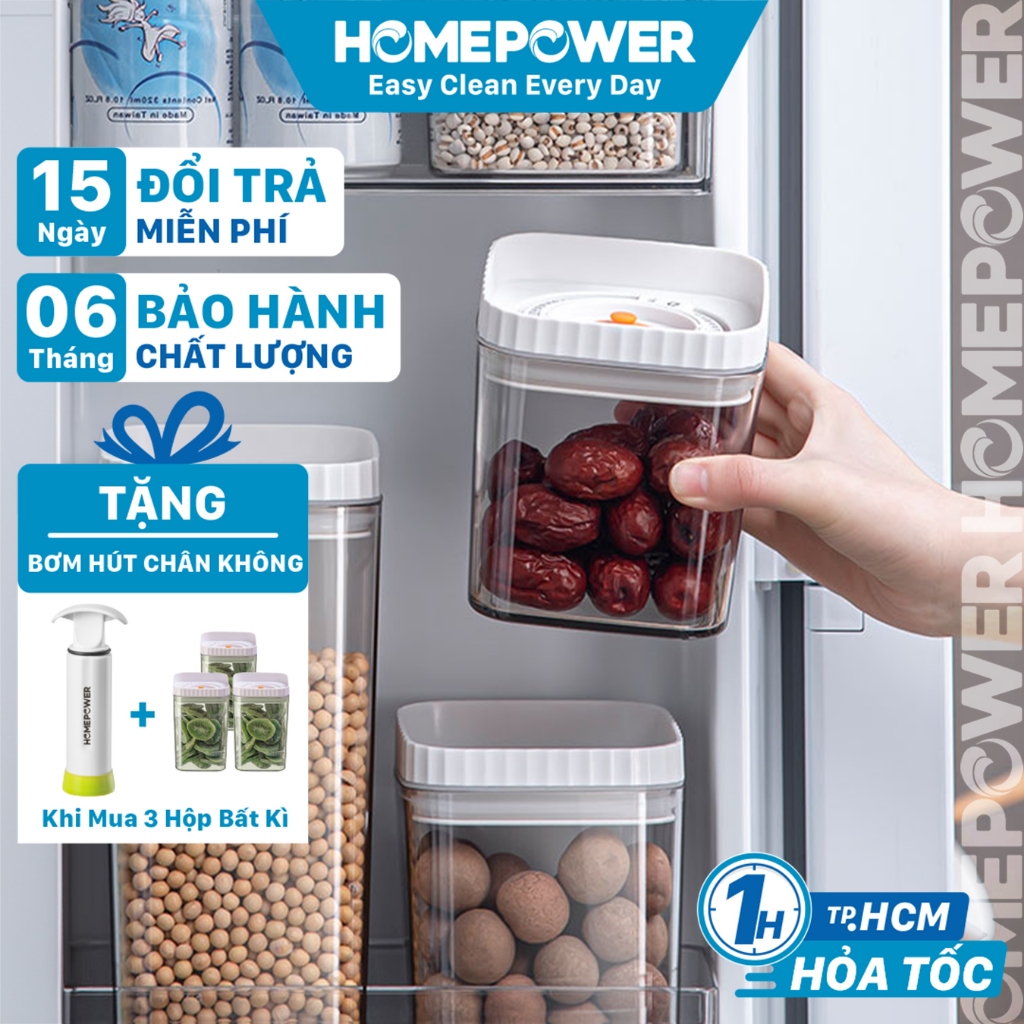 Hộp bảo quản thực phẩm khô, hộp đựng ngũ cốc hút chân không Homepower chống ẩm mốc