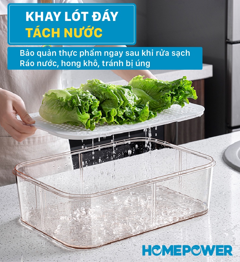 Hộp đựng thực phẩm tách nước Homepower chia 2 ngăn, 4 ngăn tiện lợi - dung tích lớn - ảnh mô tả 5