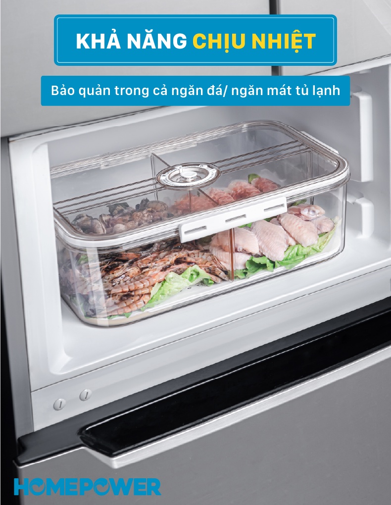 Hộp đựng thực phẩm tách nước Homepower chia 2 ngăn, 4 ngăn tiện lợi - dung tích lớn - ảnh mô tả 6