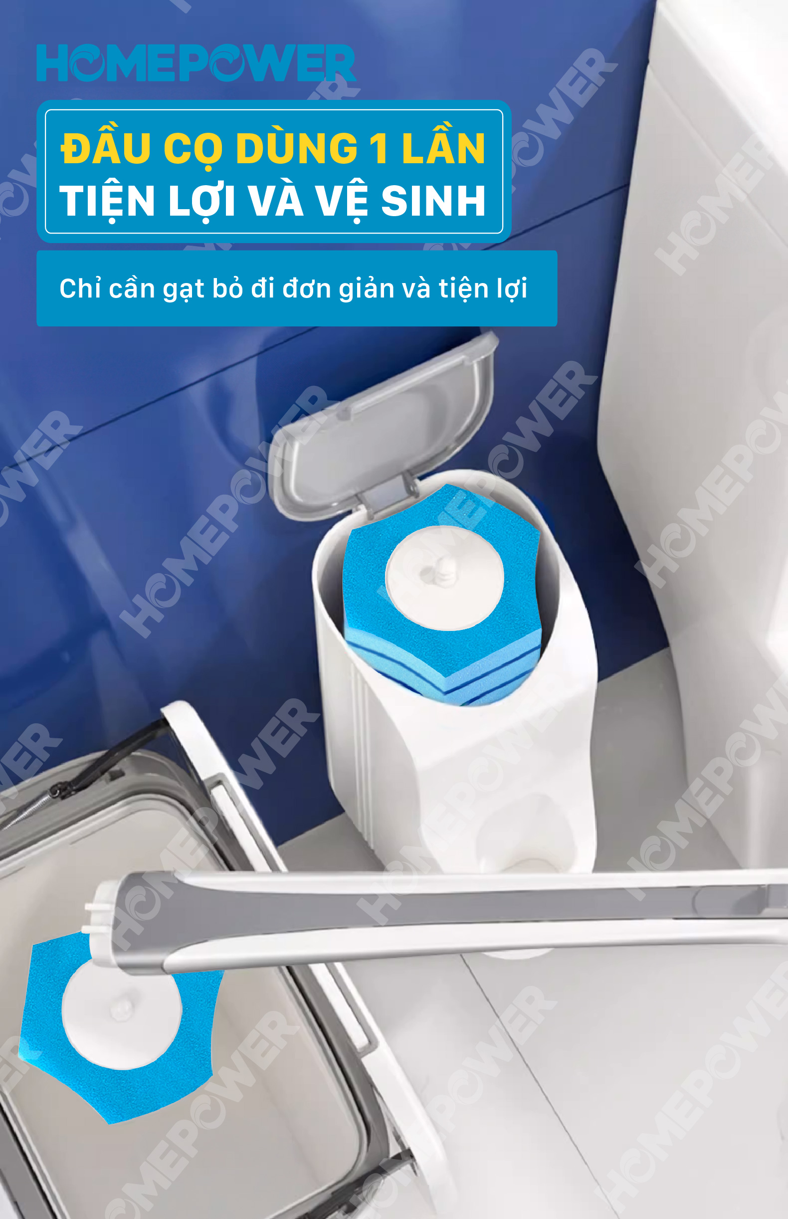 Chổi Cọ Nhà Vệ Sinh, Bồn Cầu Dùng 1 Lần Tiện Lợi Homepower TP-02 Mẫu Nâng Cấp Đầu Cọ - ảnh mô tả 5
