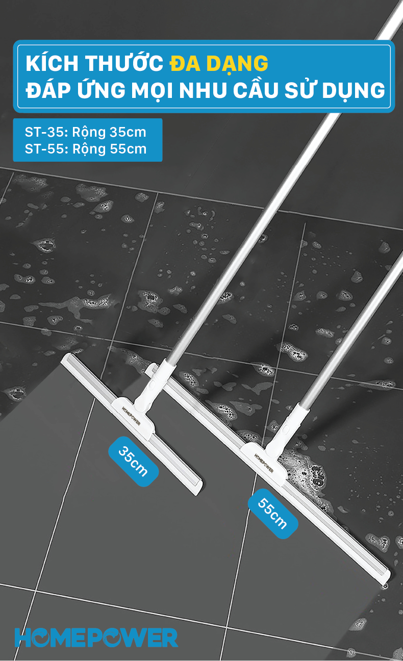 Cây Gạt Nước Sàn Nhà Đa Năng Homepower - Chổi Gạt Kính Lưỡi Gạt Silicon Xoay 180 Độ - ảnh mô tả 7