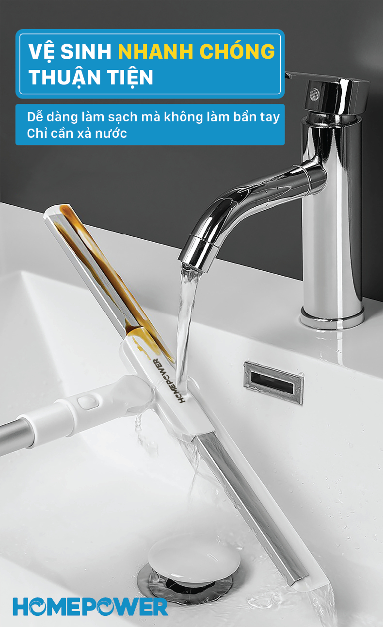 Cây Gạt Nước Sàn Nhà Đa Năng Homepower - Chổi Gạt Kính Lưỡi Gạt Silicon Xoay 180 Độ - ảnh mô tả 8