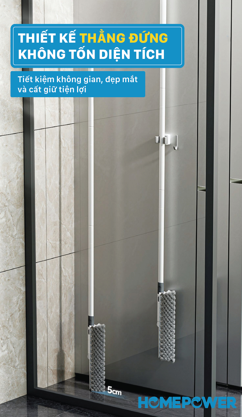 Cây Chà Sàn Nhà Tắm Homepower - Bản Nâng Cấp 2 Trong 1, Cọ Góc Tường Đầu Xoay 180 Độ Linh Hoạt - ảnh mô tả 7