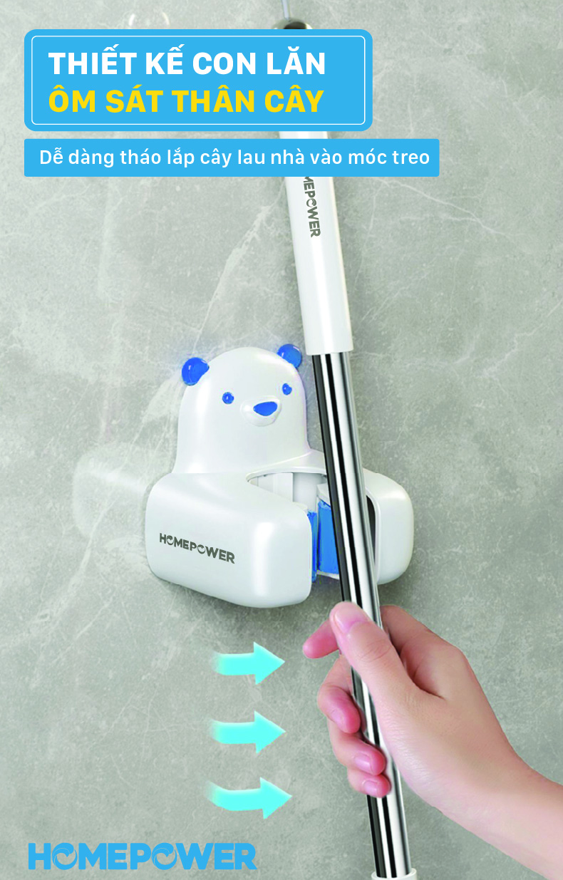 Móc Treo Cây Lau Nhà Dán Tường Homepower MS-02, Kẹp Giữ Chổi Đa Năng Chịu Lực Tốt - ảnh mô tả 4