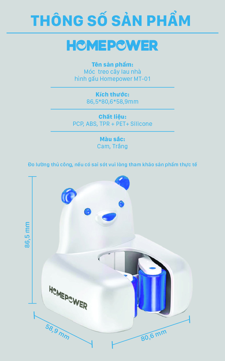 Móc Treo Cây Lau Nhà Dán Tường Homepower MS-02, Kẹp Giữ Chổi Đa Năng Chịu Lực Tốt - ảnh mô tả 8