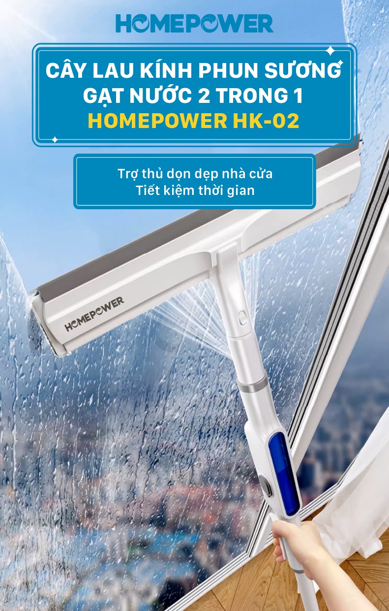 Cây Lau Kính Phun Sương Gạt Nước 2 Trong 1 Homepower HK-02 - ảnh mô tả 1