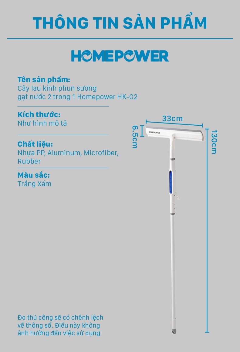 Cây Lau Kính Phun Sương Gạt Nước 2 Trong 1 Homepower HK-02 - ảnh mô tả 12