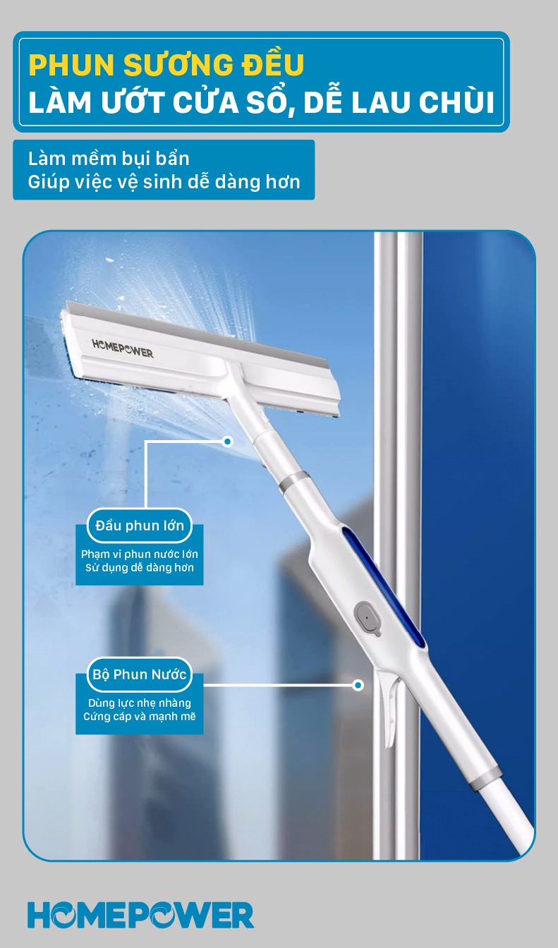 Cây Lau Kính Phun Sương Gạt Nước 2 Trong 1 Homepower HK-02 - ảnh mô tả 3