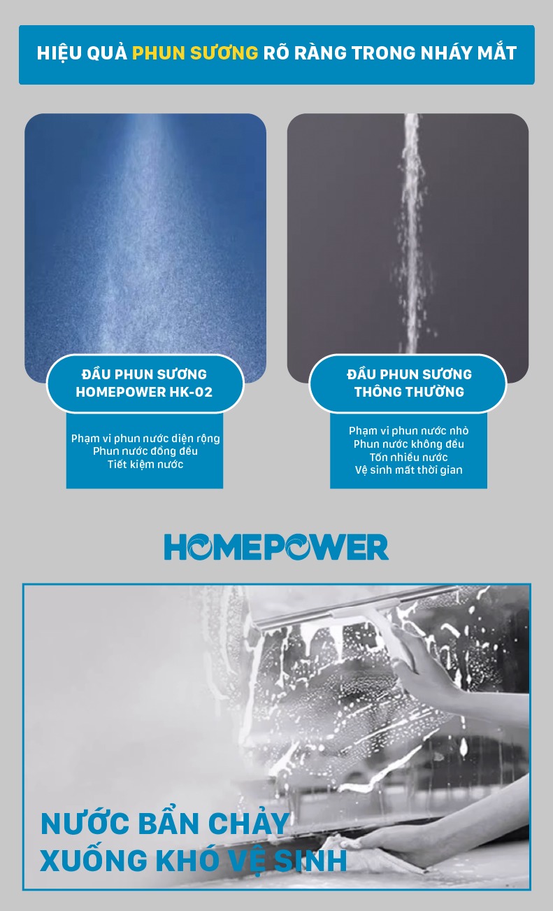 Cây Lau Kính Phun Sương Gạt Nước 2 Trong 1 Homepower HK-02 - ảnh mô tả 4