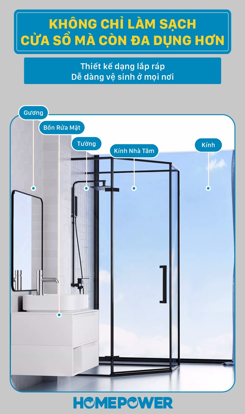 Cây Lau Kính Phun Sương Gạt Nước 2 Trong 1 Homepower HK-02 - ảnh mô tả 7