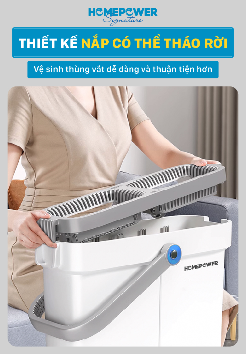 Bộ Cây Lau Nhà Tự Vắt Homepower BS-03, Chổi Lau Nhà 360 Độ Siêu Mỏng 4 Hệ Thống Làm Sạch Mới - ảnh mô tả 6