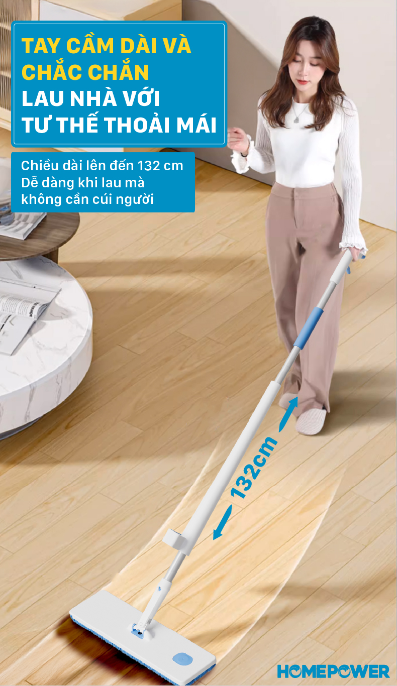 Cây Lau Nhà Phun Sương Tự Vắt Homepower CS-02 - Bông Lau Nâng Cấp Mẫu Mới 2025 - ảnh mô tả 11