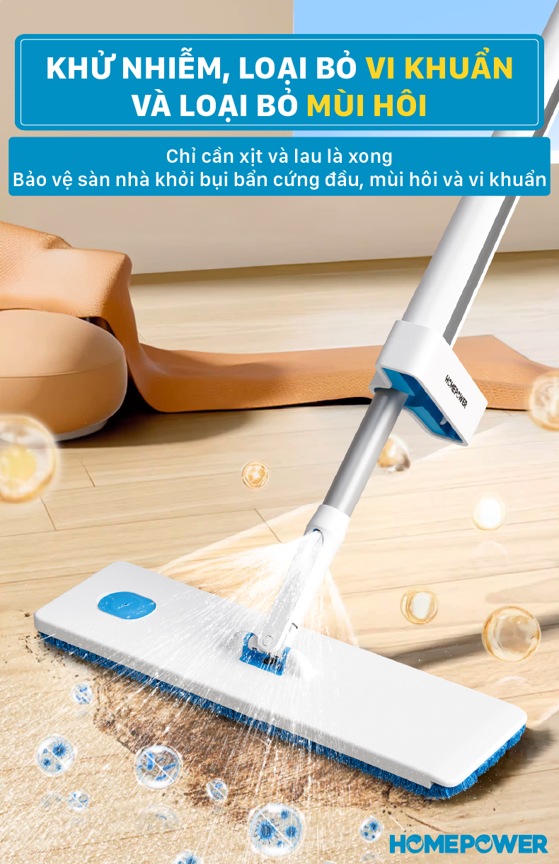 Cây Lau Nhà Phun Sương Tự Vắt Homepower CS-02 - Bông Lau Nâng Cấp Mẫu Mới 2025 - ảnh mô tả 3