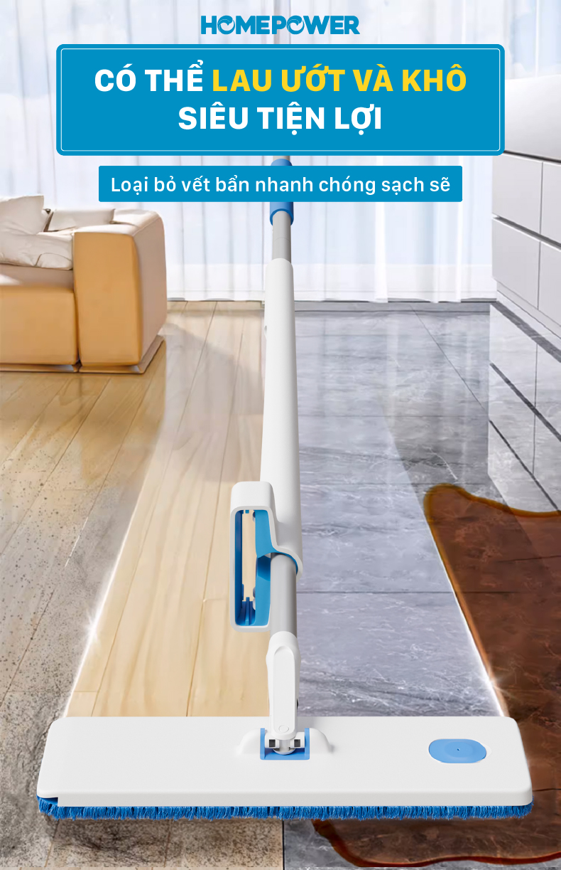 Cây Lau Nhà Phun Sương Tự Vắt Homepower CS-02 - Bông Lau Nâng Cấp Mẫu Mới 2025 - ảnh mô tả 5