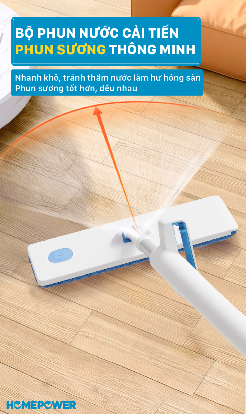 Cây Lau Nhà Phun Sương Tự Vắt Homepower CS-02 - Bông Lau Nâng Cấp Mẫu Mới 2025 - ảnh mô tả 8