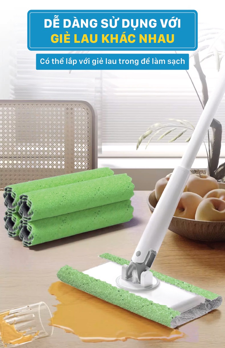 Cây Lau Kẹp Khăn Lau Nhà, Lau Bàn Bếp Không Cần Giặt Không Chạm Tay DS-01 Homepower Size 16cm - ảnh mô tả 3