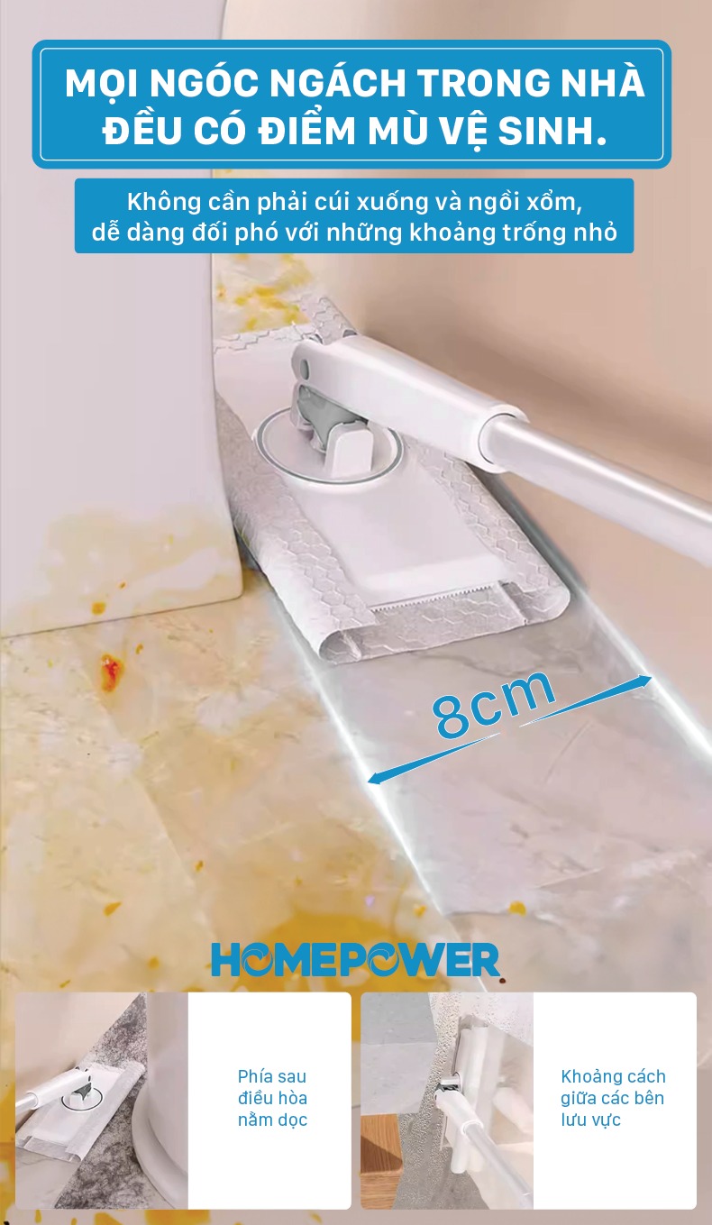 Cây Lau Kẹp Khăn Lau Nhà, Lau Bàn Bếp Không Cần Giặt Không Chạm Tay DS-01 Homepower Size 16cm - ảnh mô tả 4