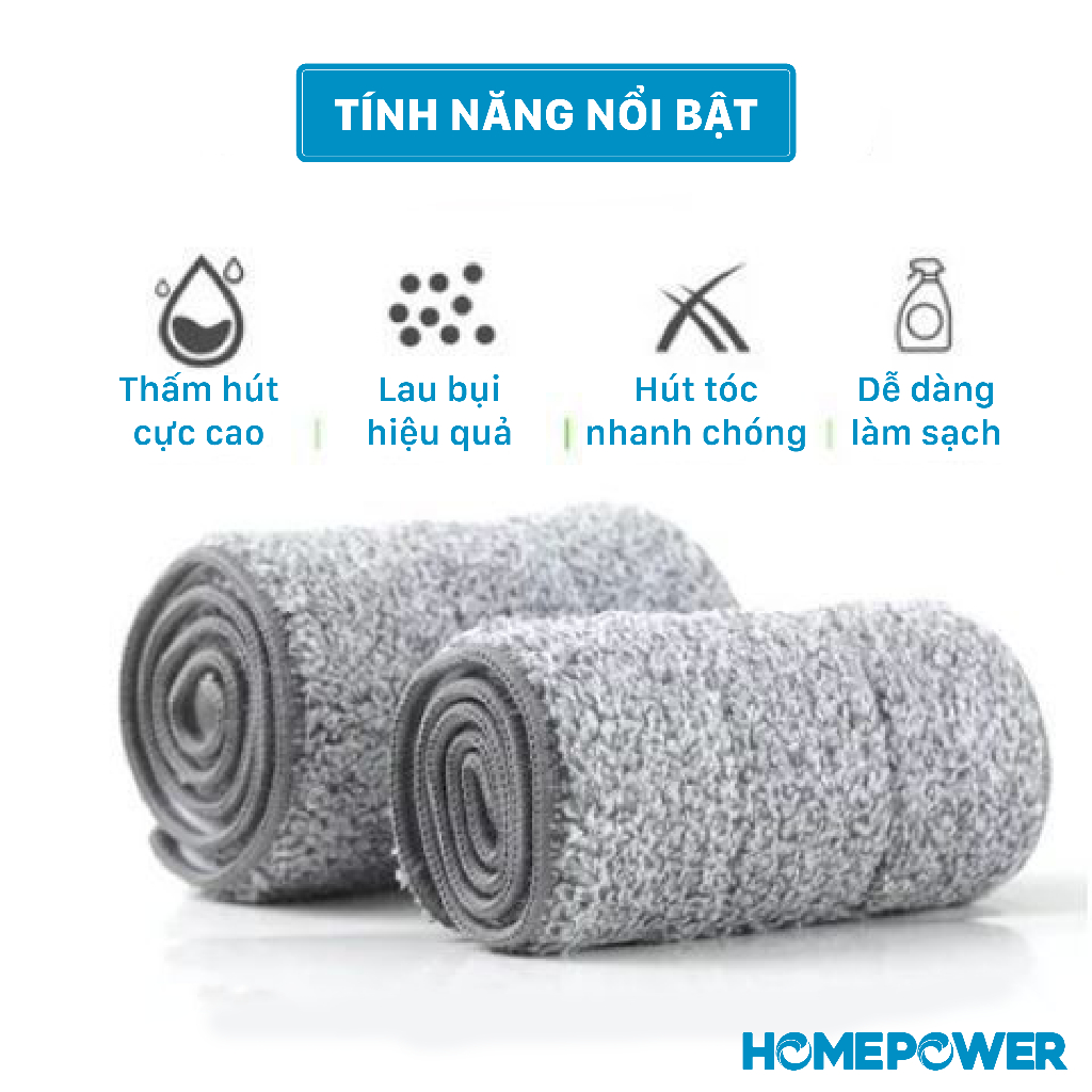 Miếng lau nhà Microfiber kết hợp sợi PP cao cấp 36x10cm 1 Đầu Gài Dành Cho Cây Lau Nhà Homepower - ảnh mô tả 1